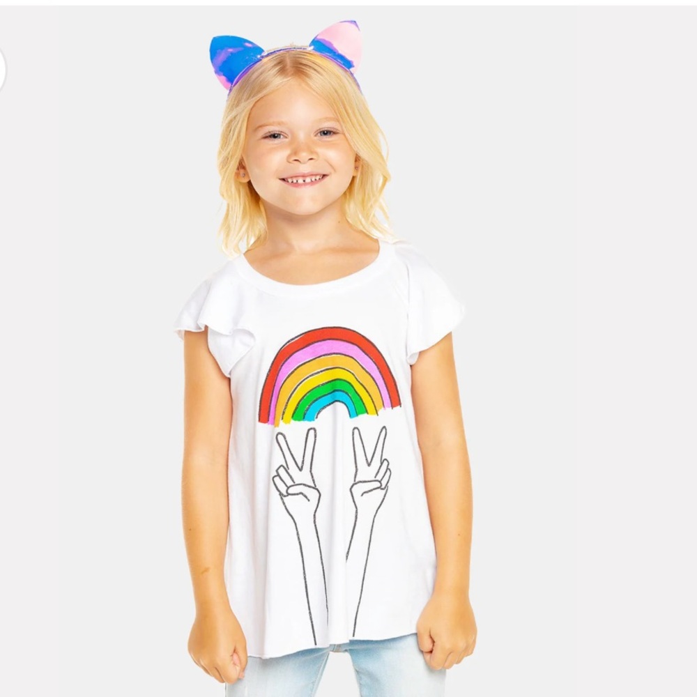 NWT, CHASER, Girls, Rainbow Peace Tee
